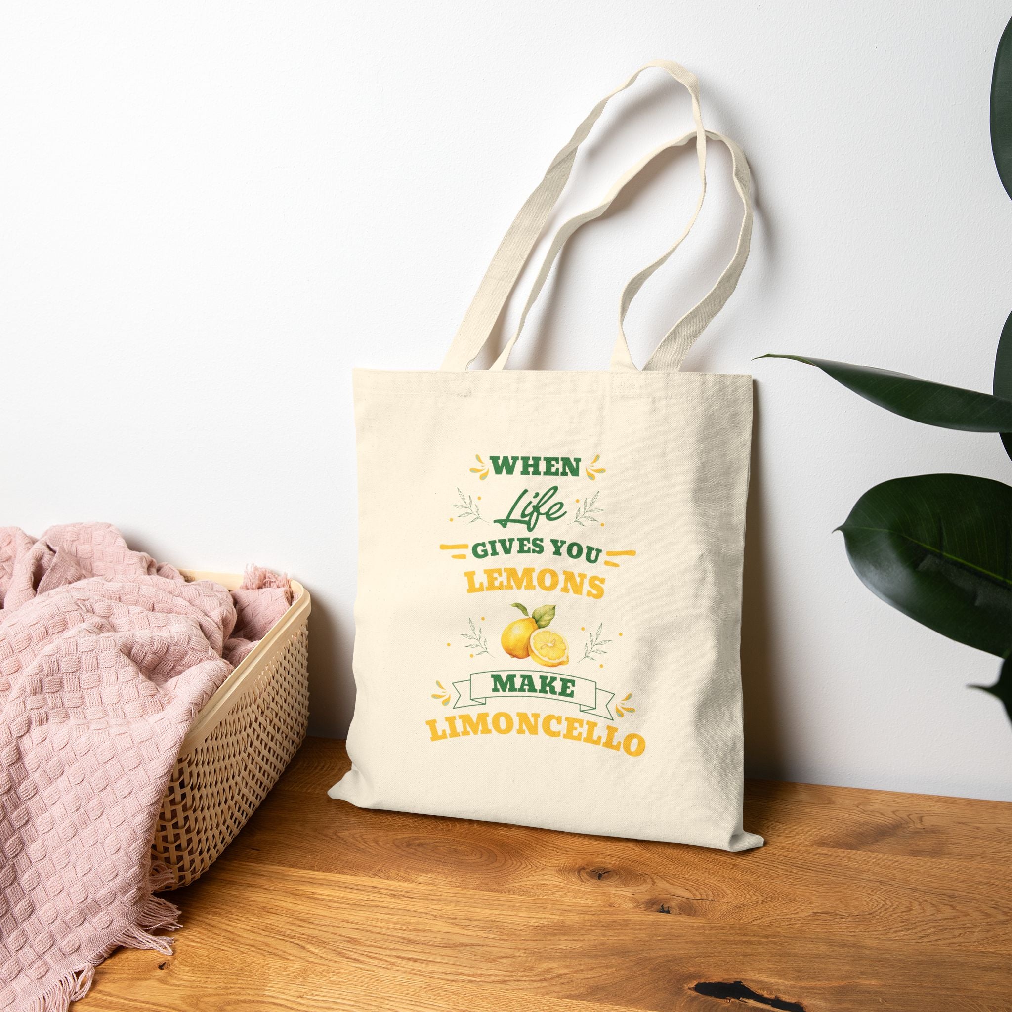 Tote Bag — "When Life Gives You Lemons Make Limoncello" Lemon Canvas Tote