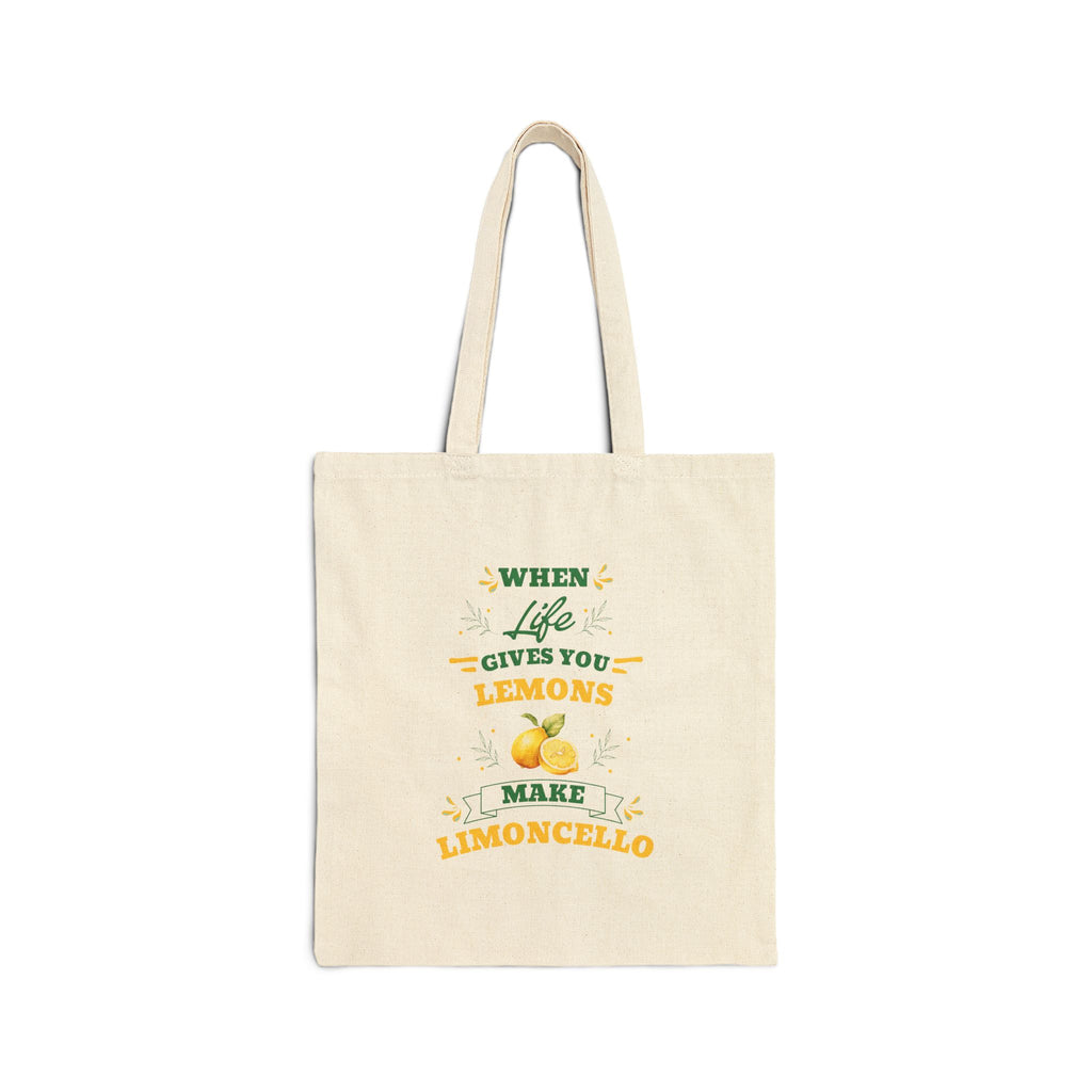 Canvas Tote Bag — "When Life Gives You Lemons Make Limoncello" Lemon Market Tote