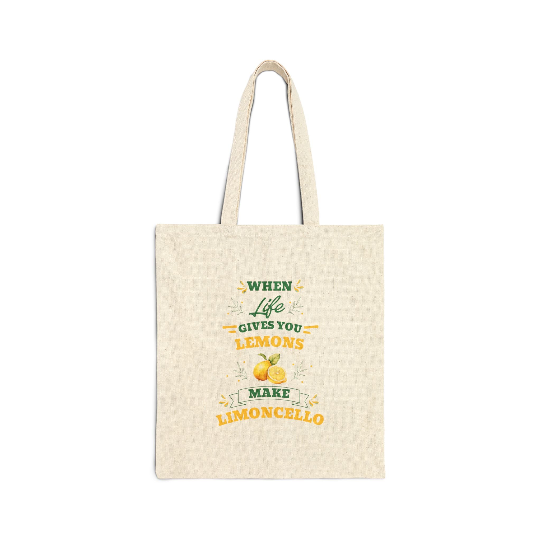 Canvas Tote Bag — "When Life Gives You Lemons Make Limoncello" Lemon Market Tote